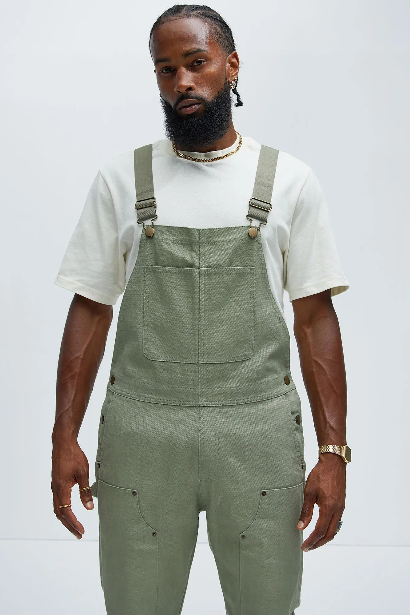 Alexander Utility Canvas Overalls - Olive