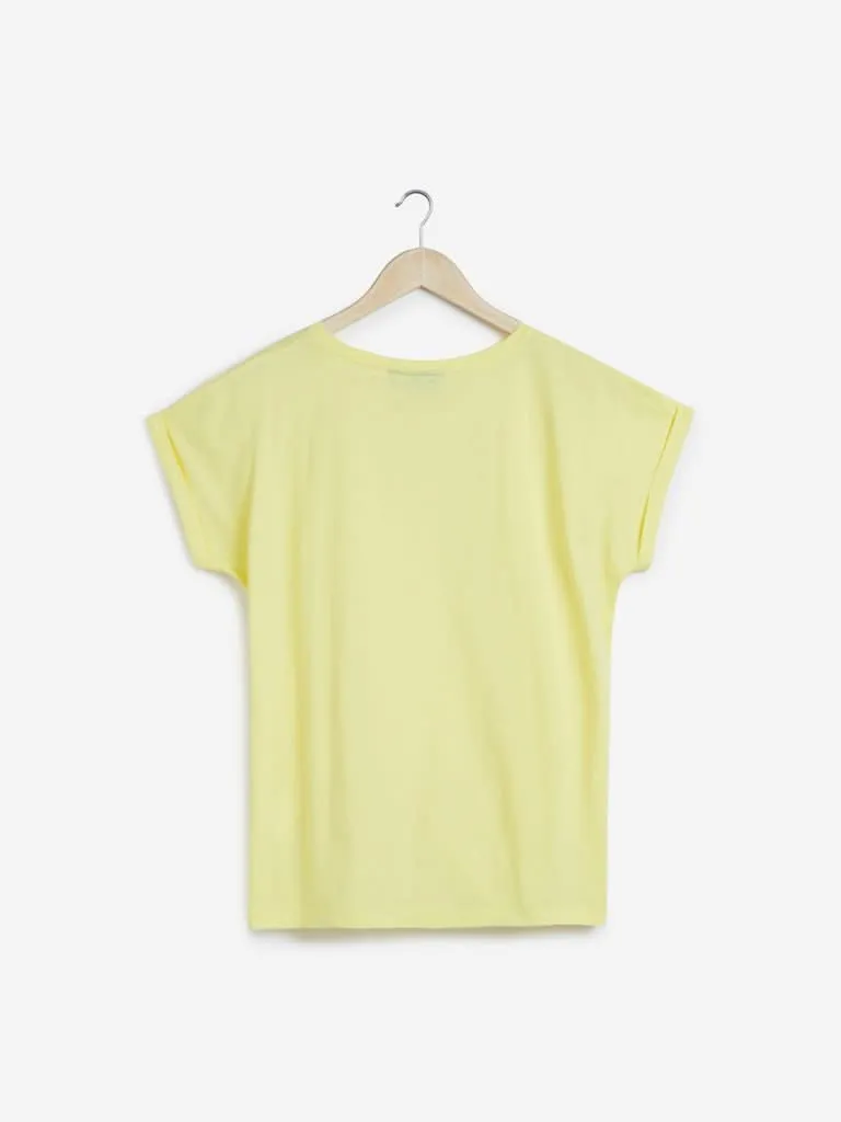 Gia Curves Yellow Rhinestone Detailed Top