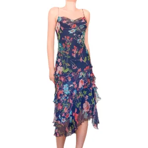 Italian Designer 2000's navy floral maxi dress