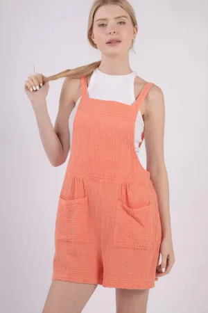 Merle Sleeveless Double Gauze Overalls with Pockets