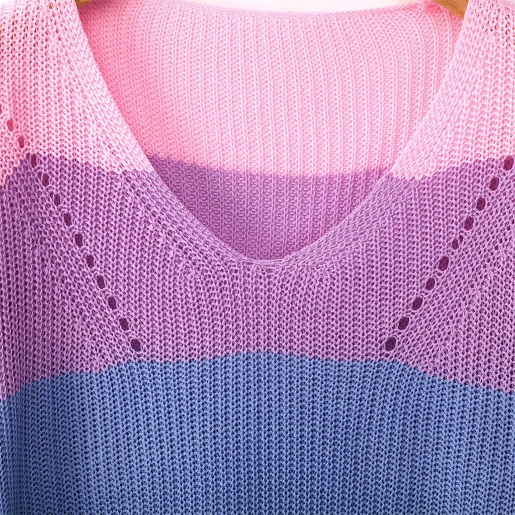 Pastel Rainbow Stripe Knit Sweater